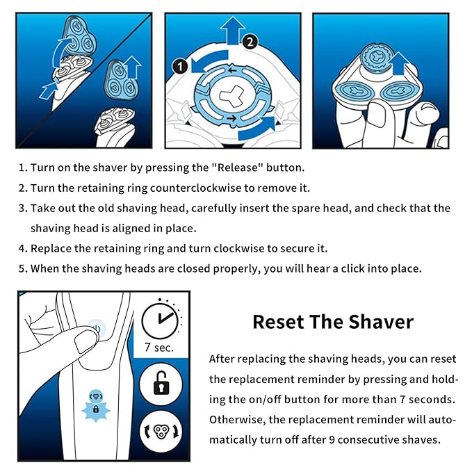 Durimi Replacement Complete Head Assembly for Philips Norelco Series 5000 Shavers