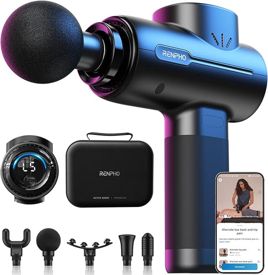 RENPHO Massage Gun Deep Tissue FSA Eligible, Valentines Birthday Gifts for Women Men, HSA Portable Percussion Muscle Massager with Bluetooth, Handheld Device for Back and Neck, Carry Case