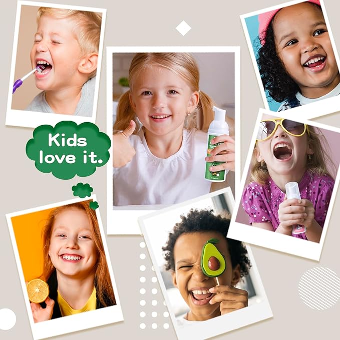 NOHOO Fluoride Free Foam Toothpaste Kids Watermelon,Natural Training Toothpaste for Baby Toddler Children Oral Cleaning and Cavity Protection(2 Pack)