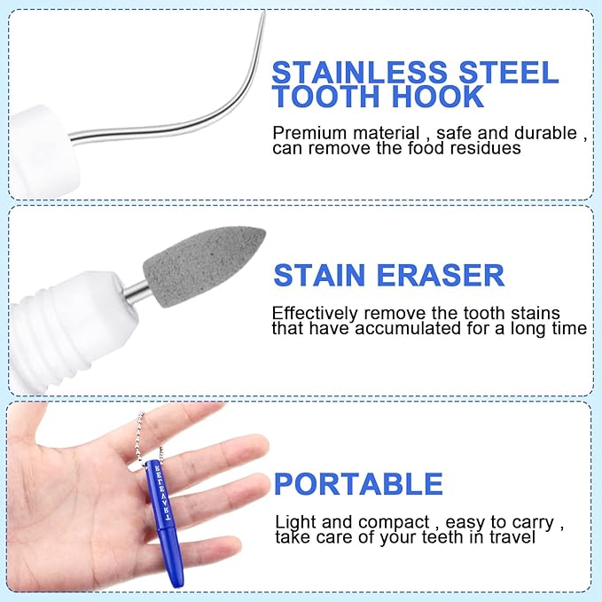 4 Pieces Travel Dental Tooth Picks Mini Metal Toothpick Holder Reusable Portable Toothpick Holder Pocket Tooth Dental Tool Set Remove Plaque Toothpicks for Teeth Cleaning with Keychain