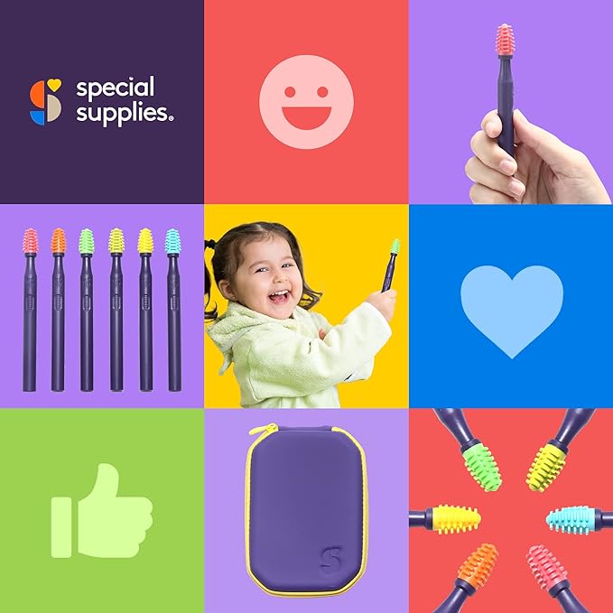 Special Supplies Sensory Mouth Brushes and Oral Stimulation Tools for Kids and Adults, Wake Up Mouth for Desensitization, Soft, Flexible, Textured Silicone (6 Pack)