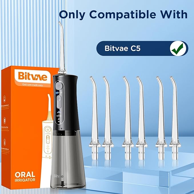 6 Count Replacement Heads for Bitvae C5 Water Flosser (6 Classic Jet Tips)