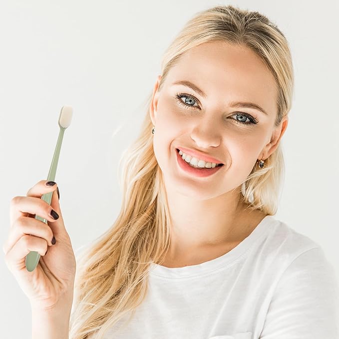 Sewroro 4pcs Soft Bristle Manual Toothbrushes for Adults, Small Travel Toothbrush Set with Ultra-fine Bristles, Foldable Design for Camping and Daily Oral Care