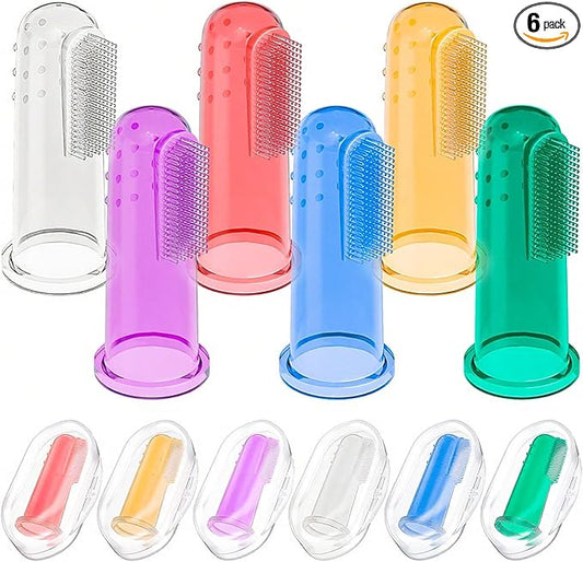 Baby Toothbrush Set, 6 Pcs Soft Infant Finger Toothbrush with 6 Boxes, Newborns Toddler Silicone Baby Tooth Brush 0-6 Months 6-12 Months