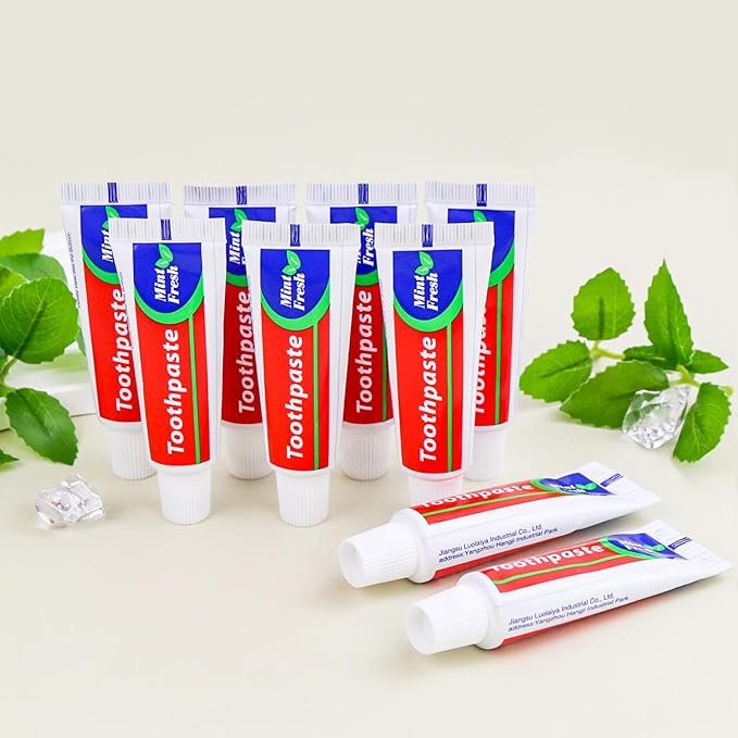 30 pcs Travel Size Toothpaste Bulk, 0.88oz/25 Grams Small 4x1.4 inches Mint Mini Disposable Toothpaste Travel Size Bulk for Hotel,Guests,Homeless,Charity