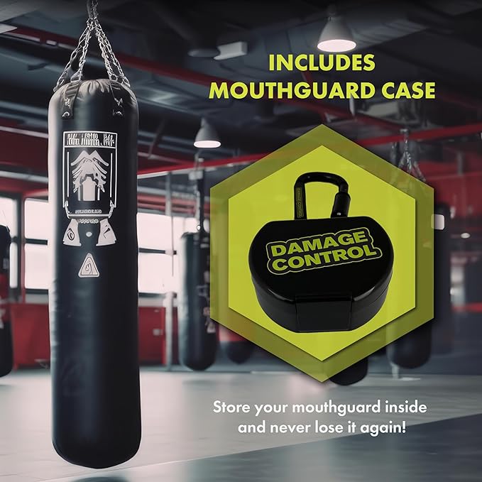 DAMAGE CONTROL Extreme Impact Mouth Guard – Sports Mouthguard for Boxing, MMA, BJJ, Hockey, Rugby, Lacrosse, & More – Mouthpiece for Teeth & Jaw Protection, for Youth & Adults (Youth, White)