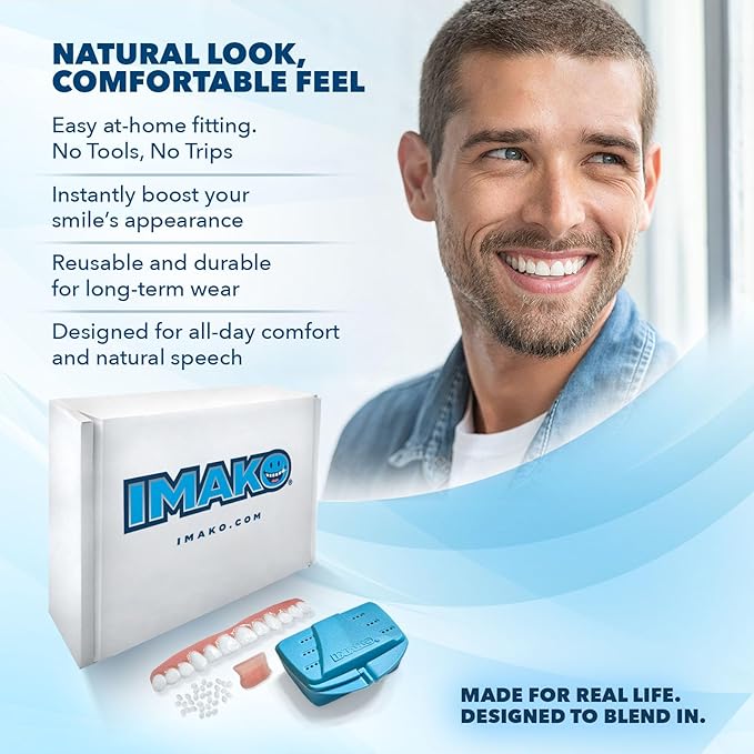 Imako Premium Cosmetic Uppers - 1 Pack - Large, Natural White - DIY Smile Makeover - Made in USA