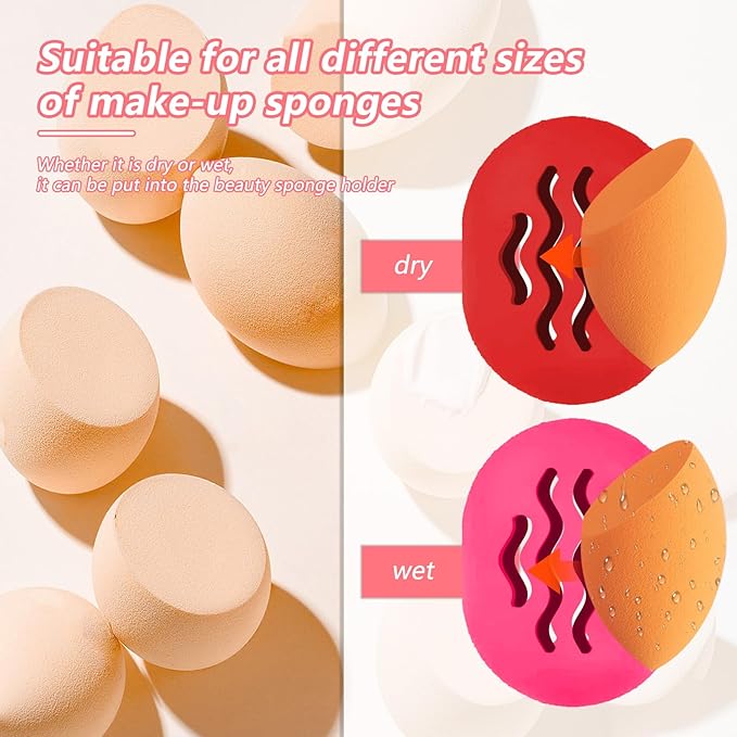 Beauty Blender Bolder Silicone Makeup Sponge Case Breathable Make Up Sponge Case Makeup Bag Essentials Suitable for Business or Travel（Rose）