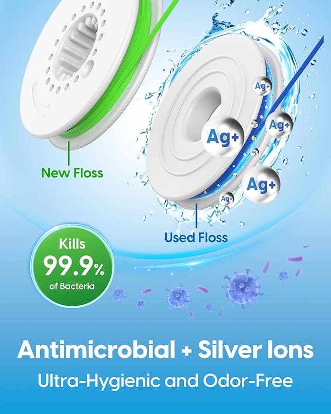 C1S Reusable Flosser Set, Auto-Restringing Flosser with Replaceable Floss Capsule, Multi-Hygiene, Portable Travel Floss, Recyclable Zero Waste, Unflavored(Sand Yellow)