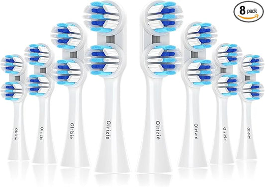 Replacement Toothbrush Heads Compatible with Spinbrush Pro Clean, Deep Cleaning Electric Toothbrush Heads Brush with Dual-Head Design & Medium Bristles 8-Pack