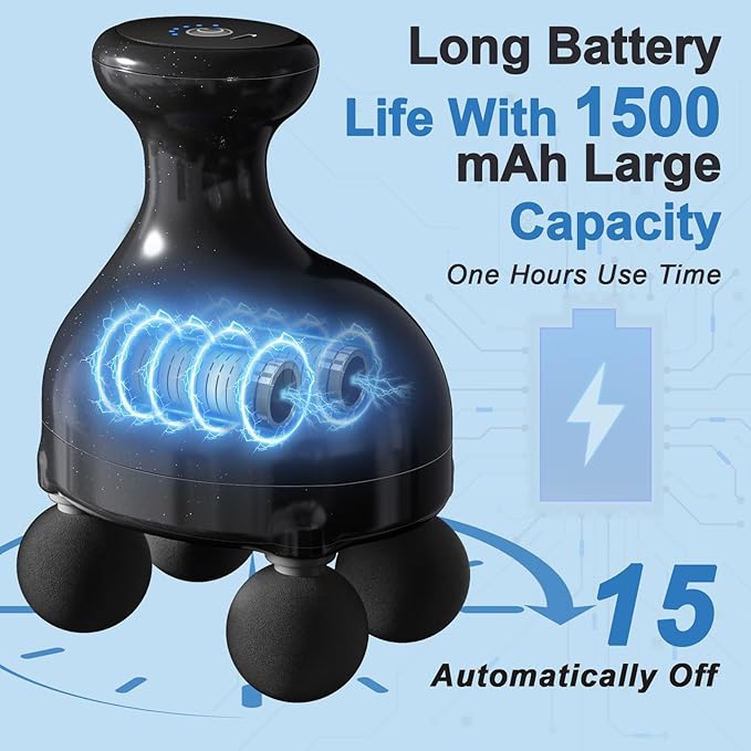 DEITY 4 Heads Handheld Massage Gun Deep Tissue, Electric Body Massager, Percussion Muscle Massager for Easing Shoulder and Back Tension, with Reverse Thrust Function, Gift for Families Friends