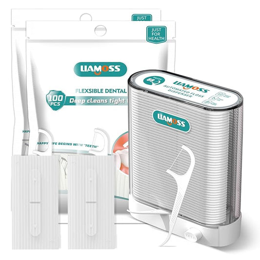 308 Count Dental Floss Picks with Dispenser, Superlight Floss Picks Travel Case, Super Smoothly on Tight Spaces, Efficiently Cleans Between Teeth to Help Fight Plaque (White)