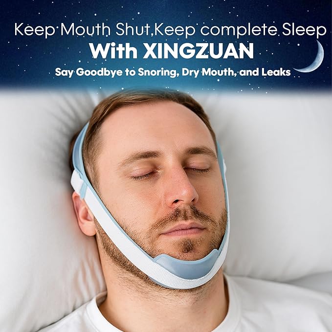 Anti Snoring Chin Strap - Adjustable Snore Stopper for Sleeping | Breathable & Reusable Stop Snoring Solution | Comfortable Anti Snore Device for CPAP Users & Nighttime Snorers