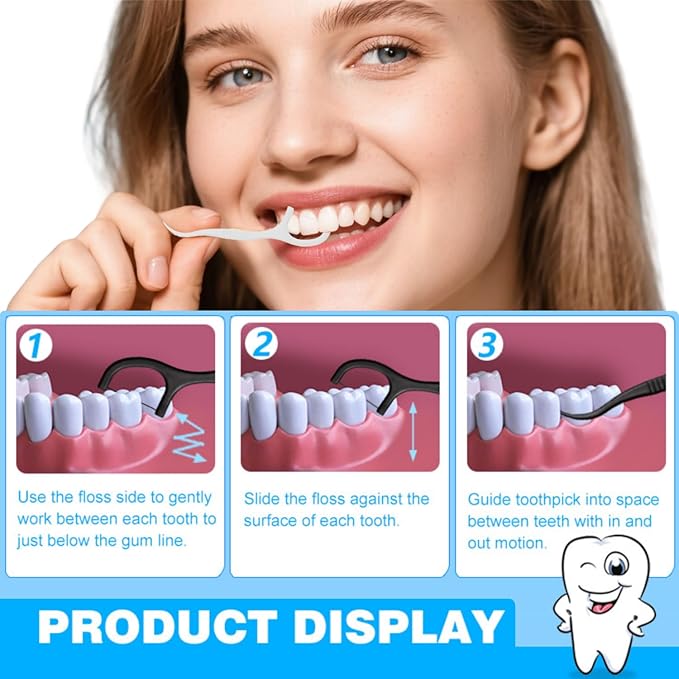 Biodegradable Dental Floss Picks for Kids & Adults - 200 PCS Vegan and Eco Friendly Plant Based Tooth Floss Picks, Thin, Durable Floss for Tight Spaces, Gentle on Gums (White)