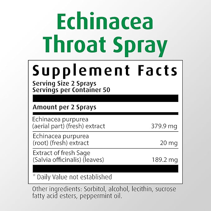 A. Vogel Echinaforce Natural Soothing Throat Spray - Fresh Organic Echinacea Plant & Sage - Targeted Nozzle - Immune Support Supplement - Throat Health - Soy, Dairy, & Gluten Free - Non-GMO - 1 fl oz