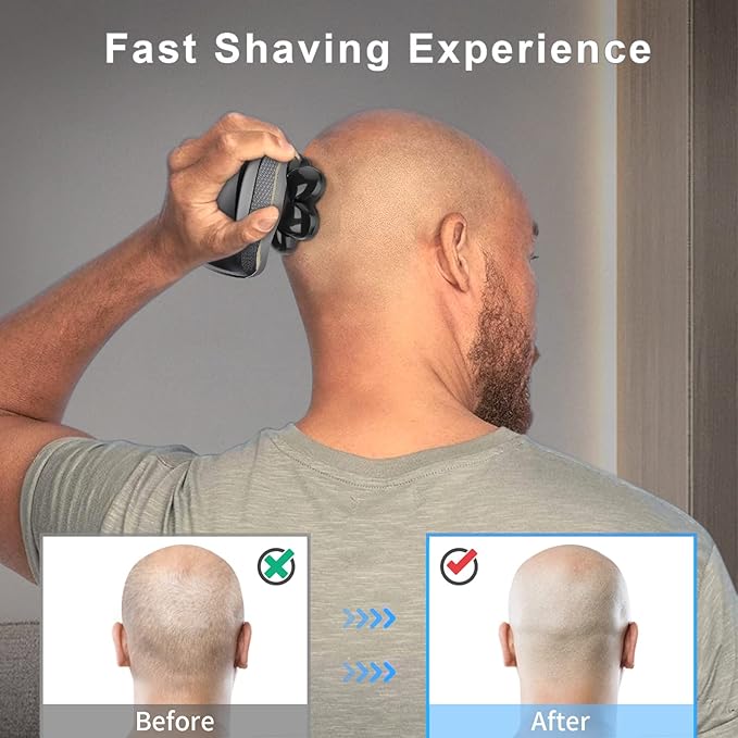 Universal Head Shaver Replacement Heads 7 Blades Head Shavers Replacement Blades for Bald Men Compatible with Freebird Shaver & Other Brands (black7)