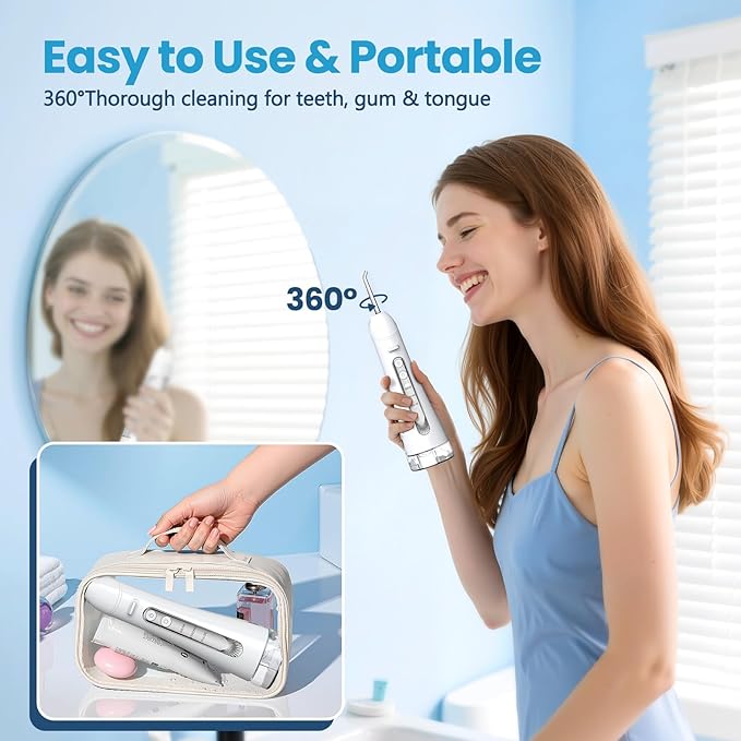 Water Flosser, Portable Water Flossers for Teeth Deep Cleaning with 3 Modes,Cordless Water Dental Flossers IPX7 Waterproof Electric Oral Irrigator Teeth Pick for Travel Home Use