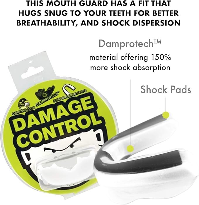 DAMAGE CONTROL Extreme Impact Mouth Guard – Sports Mouthguard for Boxing, MMA, BJJ, Hockey, Rugby, Lacrosse, & More – Mouthpiece for Teeth & Jaw Protection, for Youth & Adults