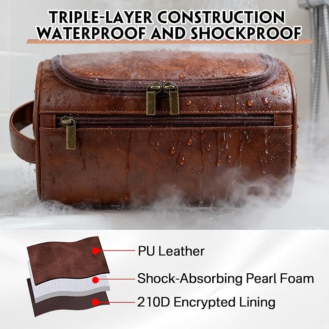 HDSD Personalized Toiletry Bag for Men,Engraved Name/Logo for Husband, Boyfriend, Dad, Wedding, Anniversary, Gift (Black)