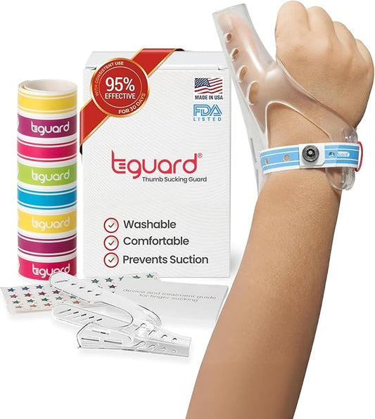 AeroThumb Thumb Sucking Prevention Kit – Thumb Sucking Guard with InstaLock System - Deterrent & Treatment For Bad Dental Habits | Ages 3-4 | Under 40 lbs – Small | Made in the USA