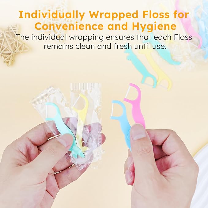 Kids Floss Individually Wrapped Kids Dental Floss Picks 4 Cute Animal Shapes Fun Flossers Helps Prevent Tooth Decay & Gum Diseas for Family, Travel, and picnics 4 Colors (500)