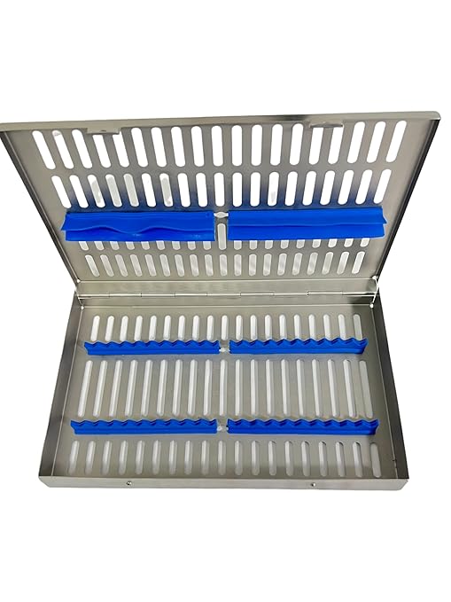 ArtLab-Dental Instrument Sterilization Cassette Rack Box (for 20 Pieces) for Dental Instruments Organizer and Dental Hygiene Sterilization Cassettes Rack Box (20 Slot-Blue)
