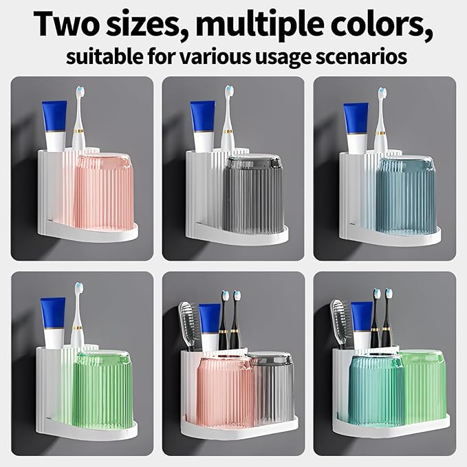Toothbrush Holder,Bathroom Toothbrush Holder Suitable for Bathroom Organizer Place The Cup Upside Down to Drain Bathroom Stands for Storing Toothpaste Toothbrushes and Other Toiletries (Blue + Green)