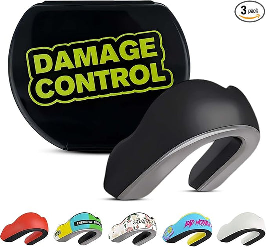 DAMAGE CONTROL Extreme Impact Mouth Guard – Sports Mouthguard for Boxing, MMA, BJJ, Hockey, Rugby, Lacrosse, & More – Mouthpiece for Teeth & Jaw Protection, for Youth & Adults (Adult, Black)