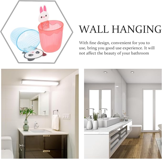 ABOOFAN 2Pcs Wall-Mounted Toothbrush Holder Plastic Storage Stand for Bathroom Hollow Design for Fast Drying and Easy Cleaning Home Organizer in Rose Red and Sky Blue