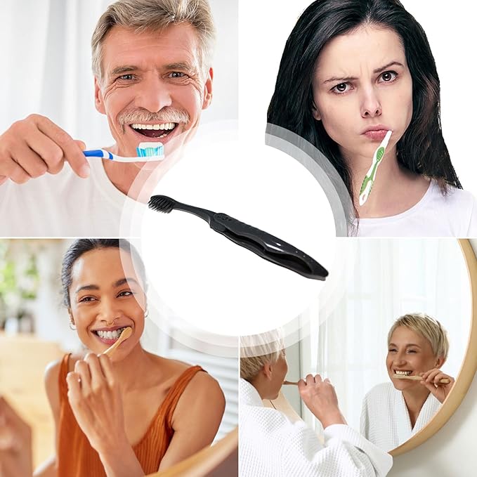 Foldable Toothbrush - 11x2.5x2cm Soft Bristle Brush, Portable Hygiene Tool, Lightweight Charcoal Cleaning Accessory, Pocket Size dentals Care Item | Convenient Tooth Cleaner for Camping Hiking School