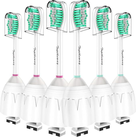 Toptheway Replacement Brush Heads Compatible with Sonicare E-Series Essence Xtreme Elite Advance and CleanCare Screw-On Toothbrush Handles 7022/66, 6 Pack