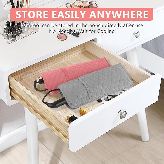 Heat Resistant Hair Tools Organizer Bag Portable Travel Storage Cover Case for Hair Straighteners, Curling Irons, Flat Irons and Hot Styling Tools(13.8" x 5.5")