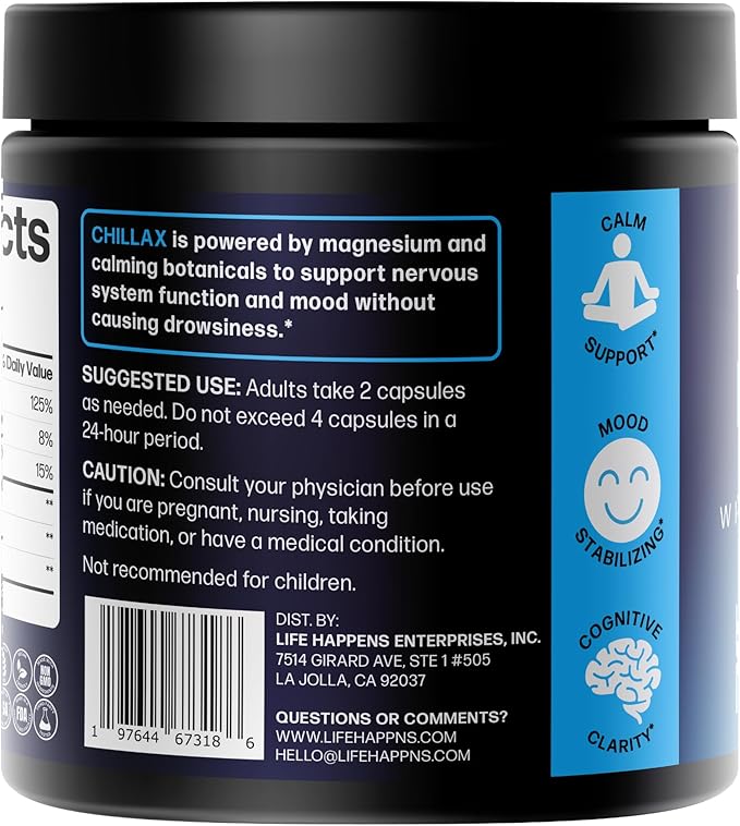 Life Happns Calm & Mood Support for Adults – Doctor-Formulated with Saffron, Magnesium, L-Theanine & Skullcap for Stress Relief & Emotional Balance | Non-Drowsy Natural Relaxation Supplement