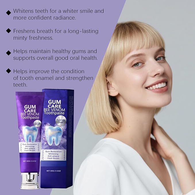 Bee Venom Toothpaste for Gum Care & Enamel Strength - Breath Freshening Formula, Fights Plaque, Daily Cleaning for Oral Hygiene, Mint Flavor