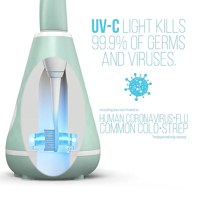 TAO Clean UV Sanitizing Sonic Toothbrush and Cleaning Station, Electric Toothbrush, Dual Speed Setting, Seaglass Green