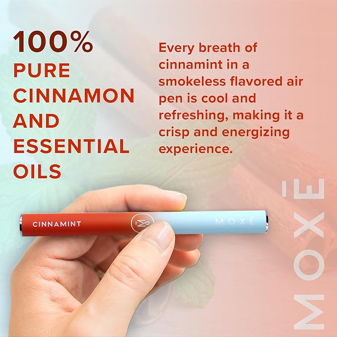 MOXE Natural Cinnamint Air Inhaler | Non Electric Long-Lasting Flavored Air Refreshing Support | Oral Fixation Cinnamon & Menthol Essential Oils, Craving Relief