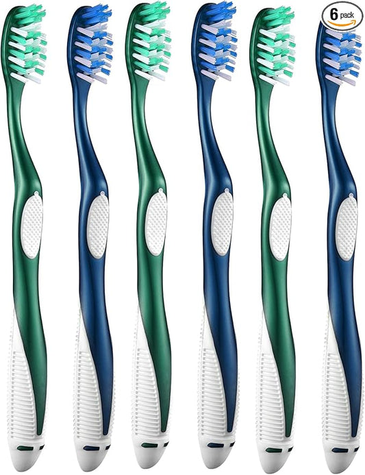 Extra Firm Toothbrushes for Adults, Extra Hard Bristles, 6 Count