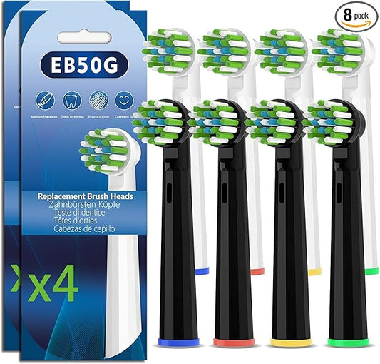 Replacement Toothbrush Heads Compatible with Oral b Braun Smart 1500/7500,Pro 1000/1500,Genius x/6000/Cross/Floss/Sensitive, 8PCS Electric Brush Heads Refill for Braun Oral B