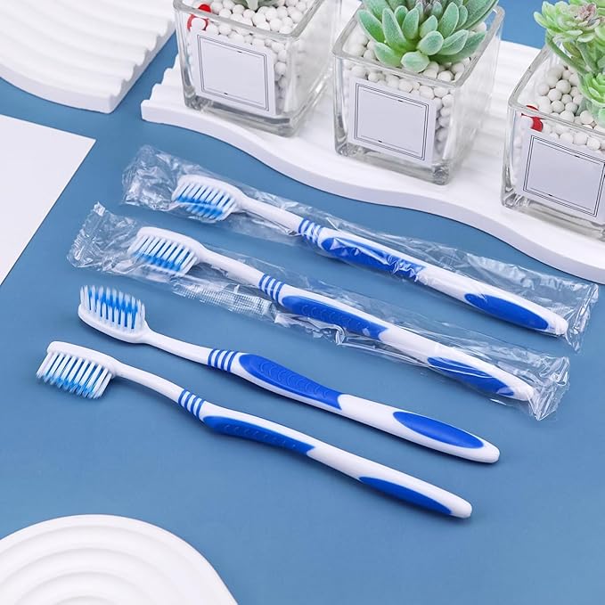 Bulk Toothbrushes 30 Pack Colorful Individually Wrapped Disposable Soft Large Brush Head Ergonomics Handle Oral Set for Adults Kids Travel Hotel OCC Airbnb Dentist (30)