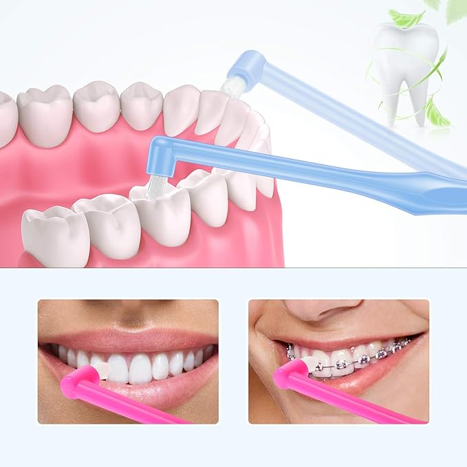 Boao 12 Pcs Tufted Toothbrush End Bulk Compact Single Tuft Brush Soft Orthodontic Toothbrush Interdental Brush Trim for Orthodontic Braces Dental Implant Denture Detail Cleaning, Small Head