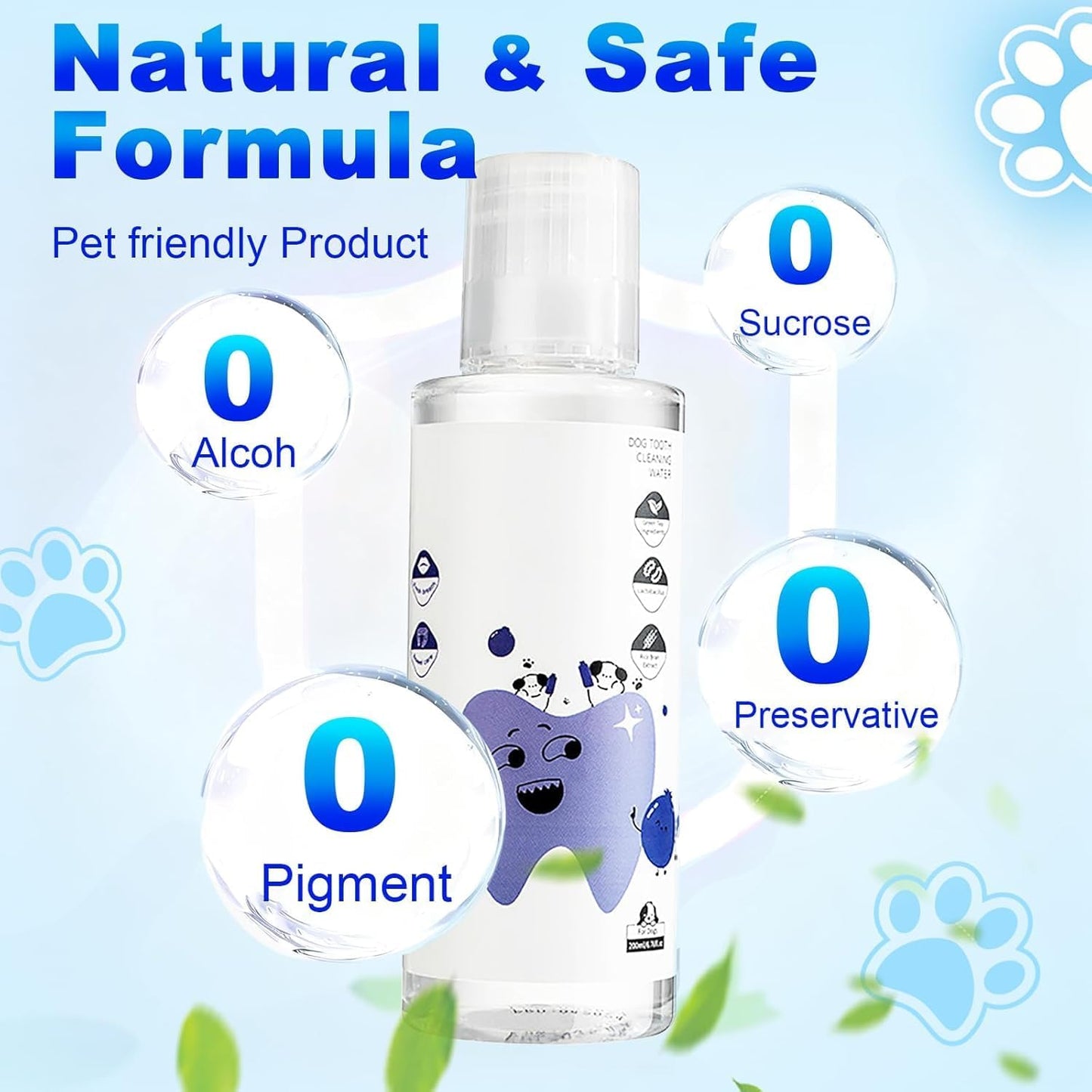 Dental Water Additive, Specialized Dental Care Formula，Natural Flavorless Teeth Cleaning Mouthwash, Freshens Dog Breath & Promotes Healthy Gums, Easy Daily Use for All Pet (200ML)