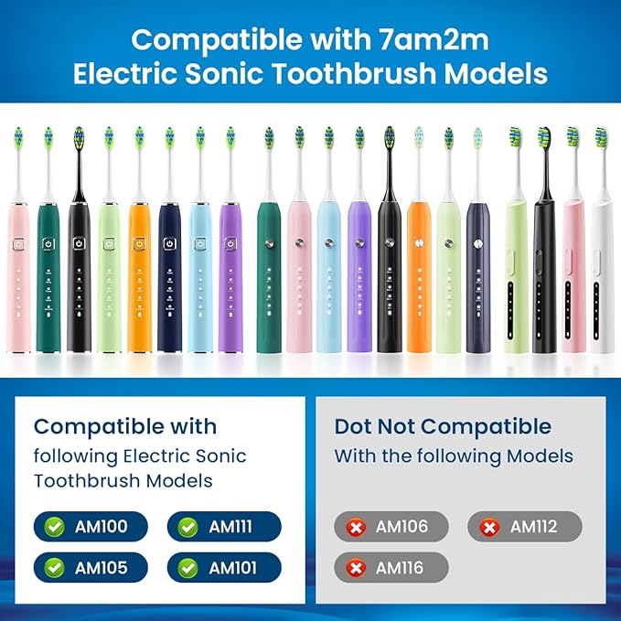 10 Pack Replacement Toothbrush Heads Compatible with 7am2m Electric Toothbrush AM100 AM105 AM111 AM101, Electric Toothbrush Heads with Dustproof Covers, White