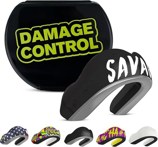 DAMAGE CONTROL Extreme Impact Mouth Guard – Sports Mouthguard for Boxing, MMA, BJJ, Hockey, Rugby, Lacrosse, & More – Mouthpiece for Teeth & Jaw Protection, for Youth & Adults (Savage EI)