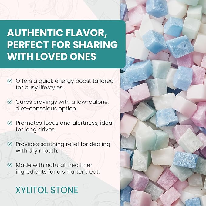 Xylitol Stone Sugar Free Candy - Vegan & Keto Friendly Unique Hard Candy Sugar-Free - 100% Natural Flavor Candies - Gluten Free & Non-GMO Breath Freshener Low Calorie Mints- Strawberry (Pack of 1)