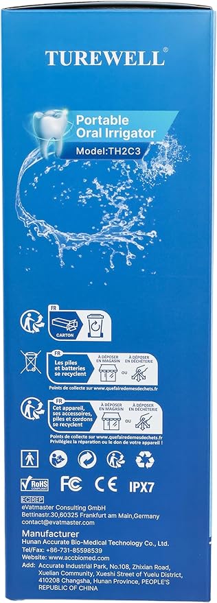 TUREWELL Water Dental Flosser for Teeth/Braces, 310 ML Portable Cordless Oral Irrigator with 5 Modes, IPX7 Waterproof Electric Water Flossing with 4 Replacement Jet Tips for Travel and Home, Black