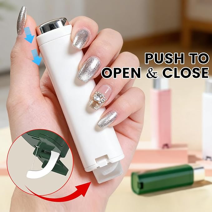 Portable Floss Dispenser with 100 Pcs Dental Floss, 2026 New Dental Floss Dispenser Dental Floss Picks Case, Refillable Automatic Travel Floss Pick Organizer Pocket Floss Boxes (3 Pcs White)