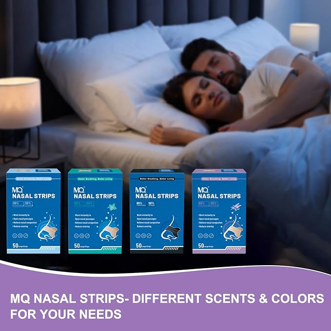 MQ 50ct Nasal Strips for Snoring Lavender Scent Nose Strips for Breathing Extra Strength Snore Strips to Open Nasal Passages, Relieve Nasal Congestion
