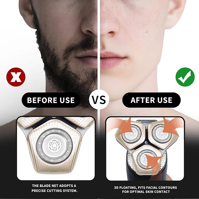 SH71/50 Shaving Heads Compatible with Phili*s Shavers Series S5000 (S5XXX),S7000 (S7XXX),i9000,for SH60/70 and SH70/70 (Champagne color)