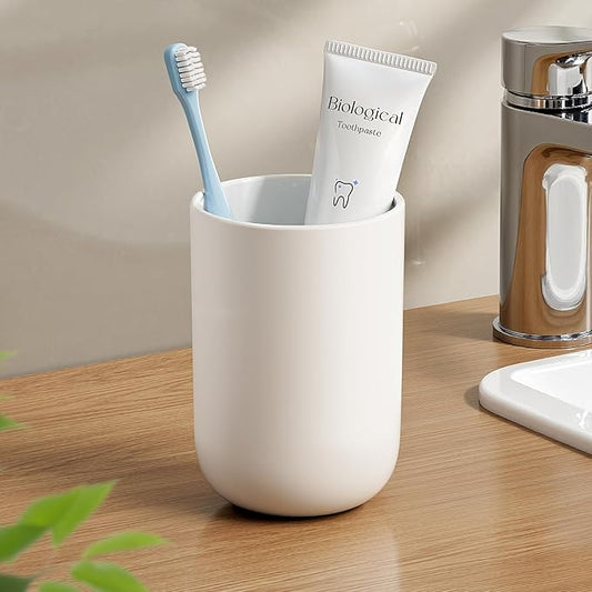 Toothbrush Cup 10.5oz Reusable Unbreakable Bathroom Tumbler 1 PCS, Easy to Clean Plastic Bathroom Cup Toothbrush Holder for Bathroom Counter Organizer