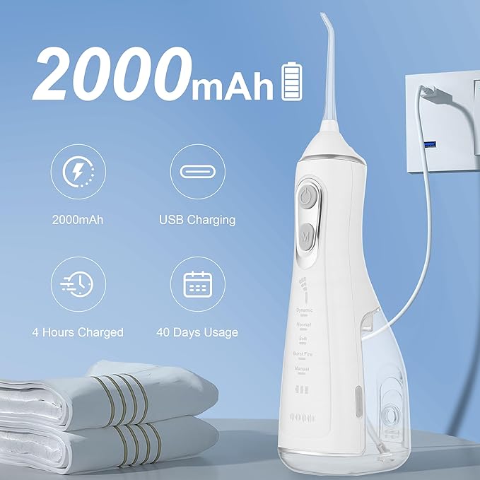 Electric Water Flosser Water Flosser Portable Oral Irrigator Oral Cleaning (L15 White)